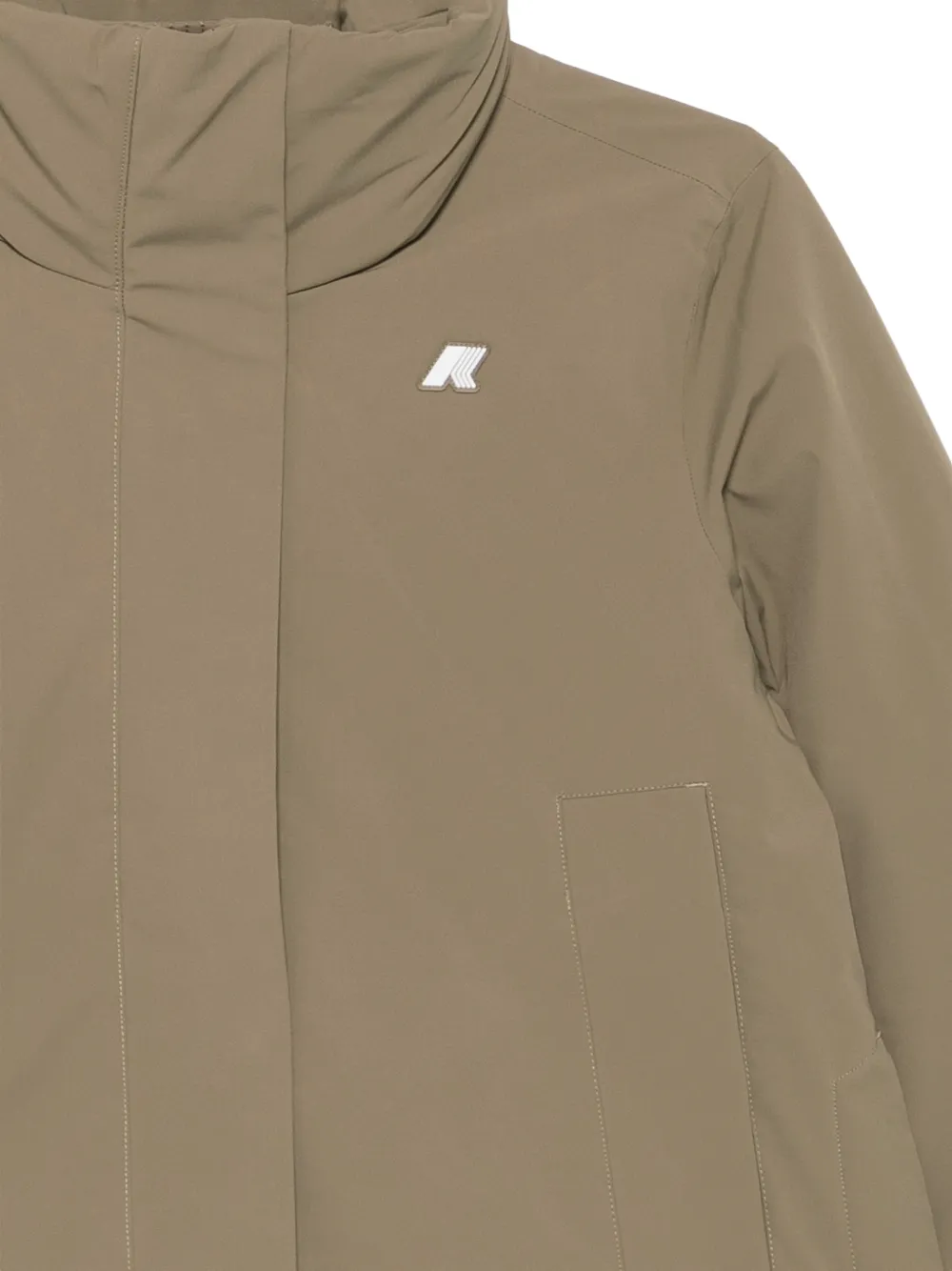 K-Way logo-patch funnel-neck jacket Beige
