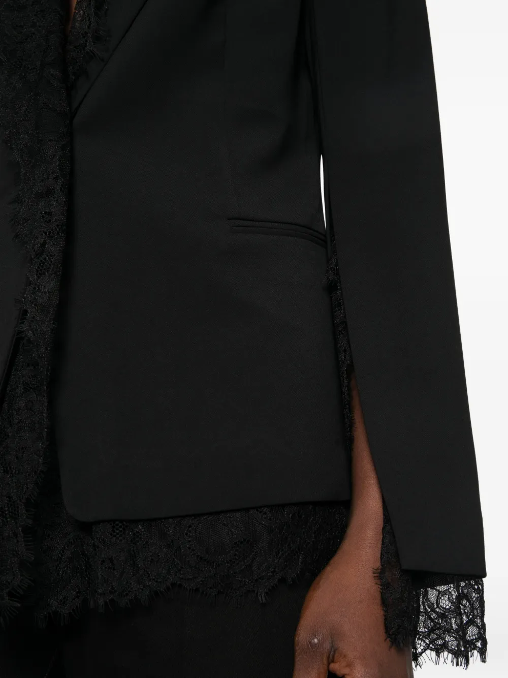 TWINSET lace-trimmed cape-sleeve blazer Zwart