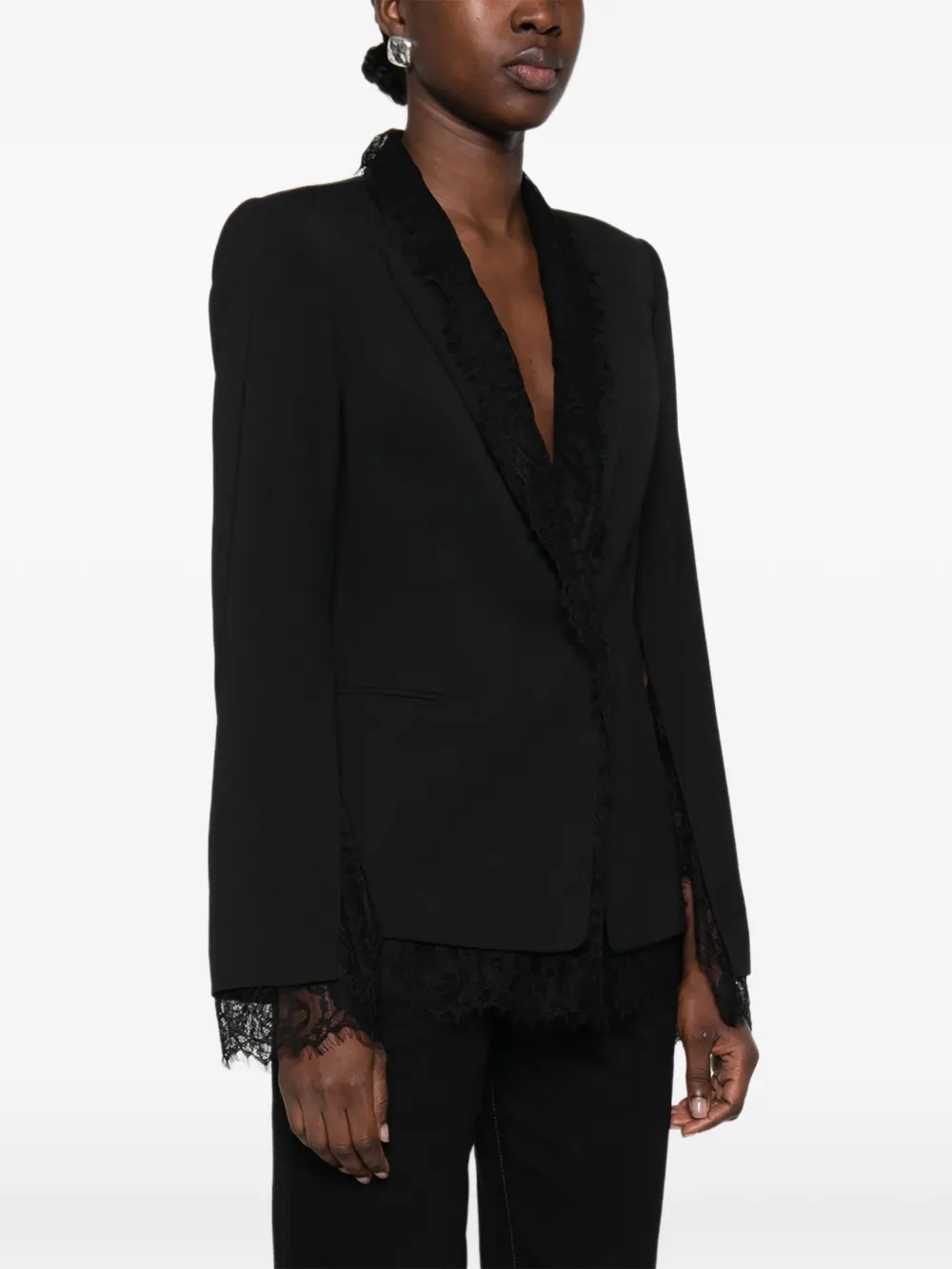 TWINSET lace-trimmed cape-sleeve blazer Zwart