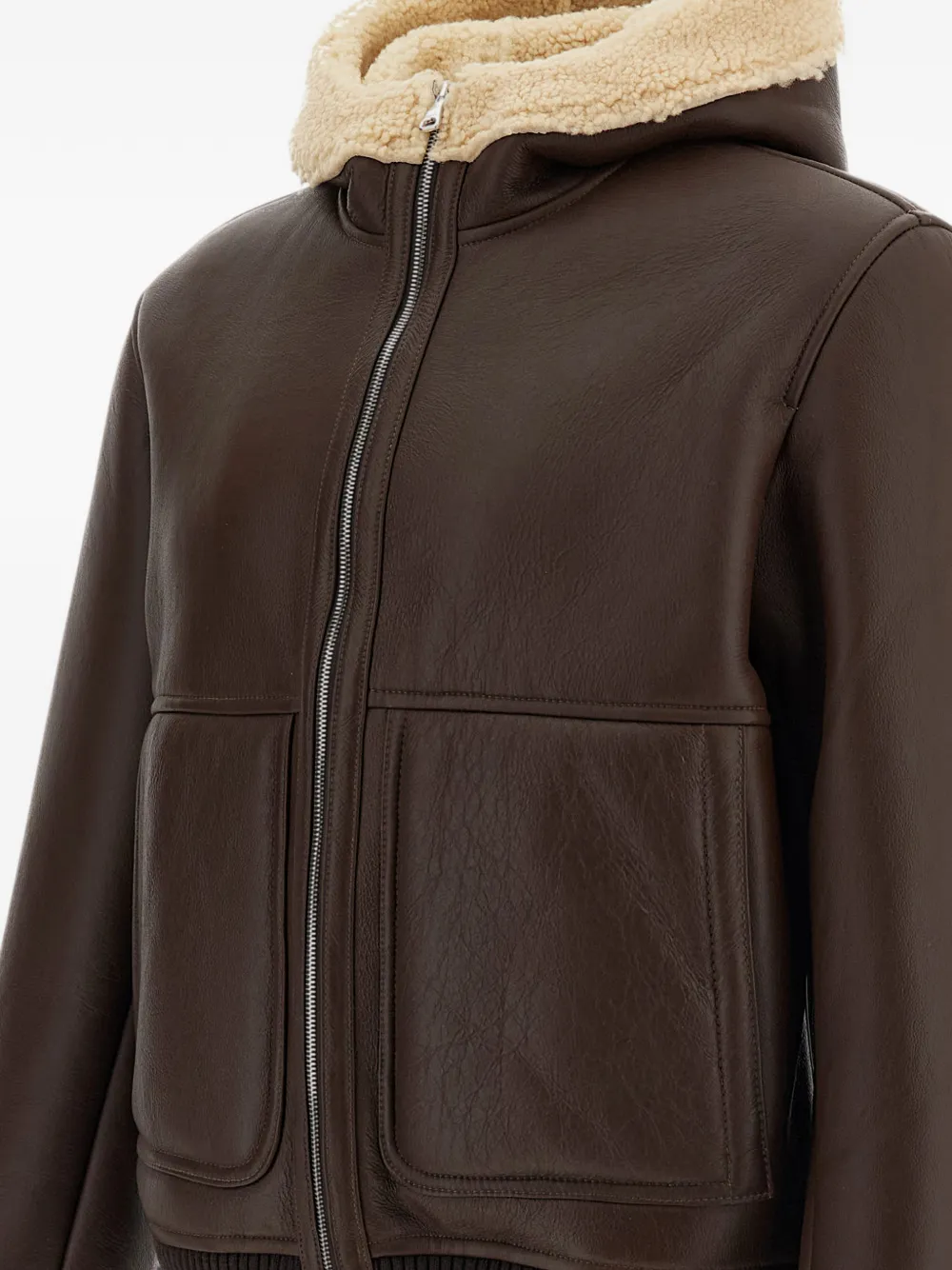 Emmeti Novi shearling-lined hooded leather jacket Bruin