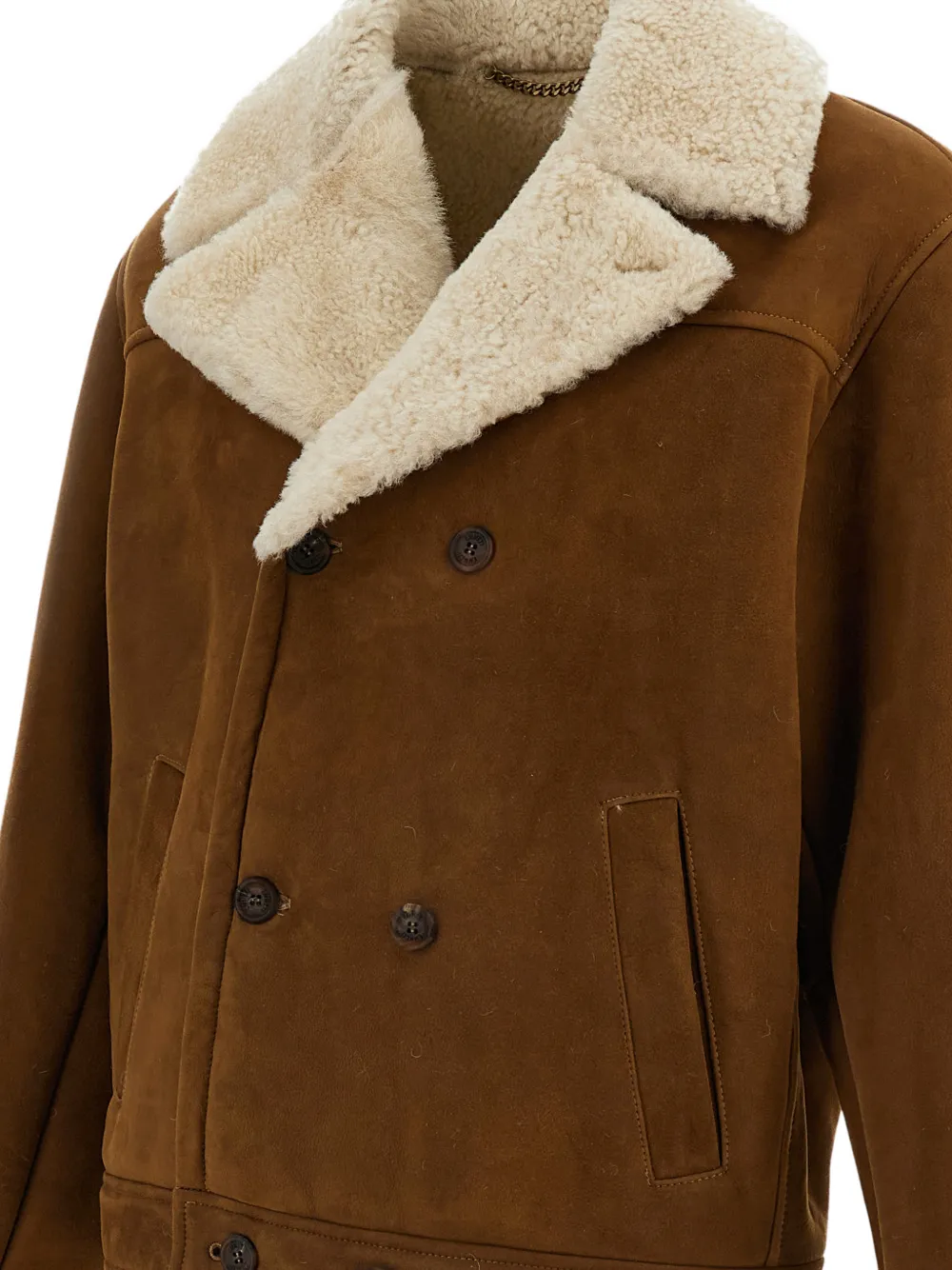 Emmeti double-breasted shearling-collar jacket Bruin