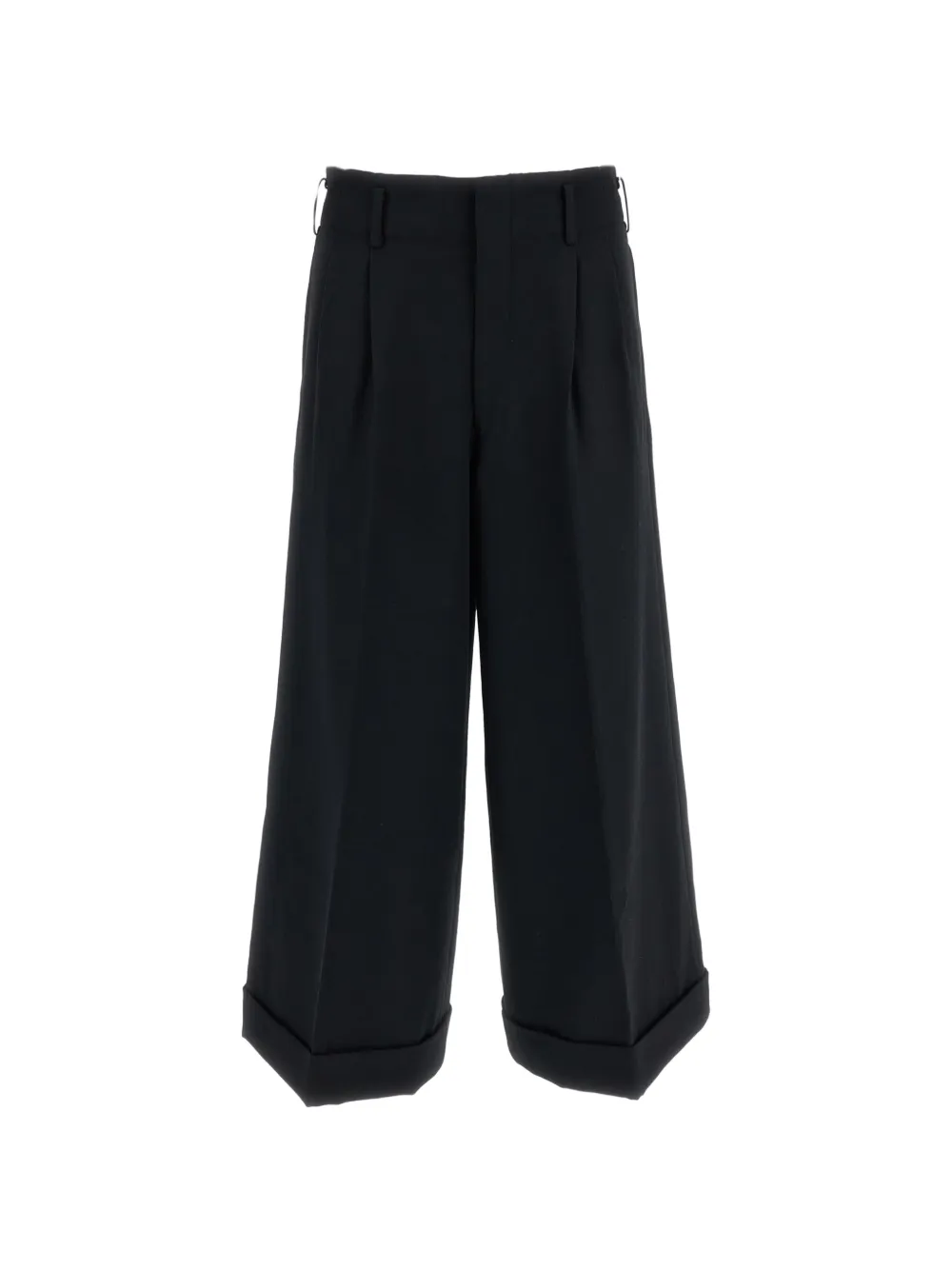 Comme Des Garçons Geplooide broek met omgeslagen pijpen Zwart