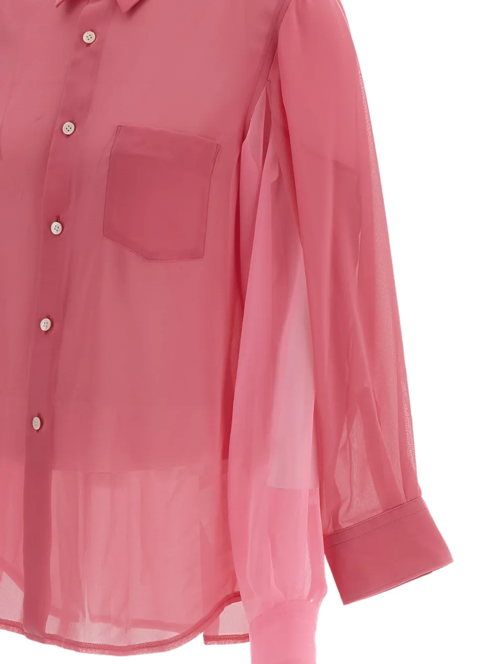 Comme Des Garçons sheer-panelled button-down shirt Roze