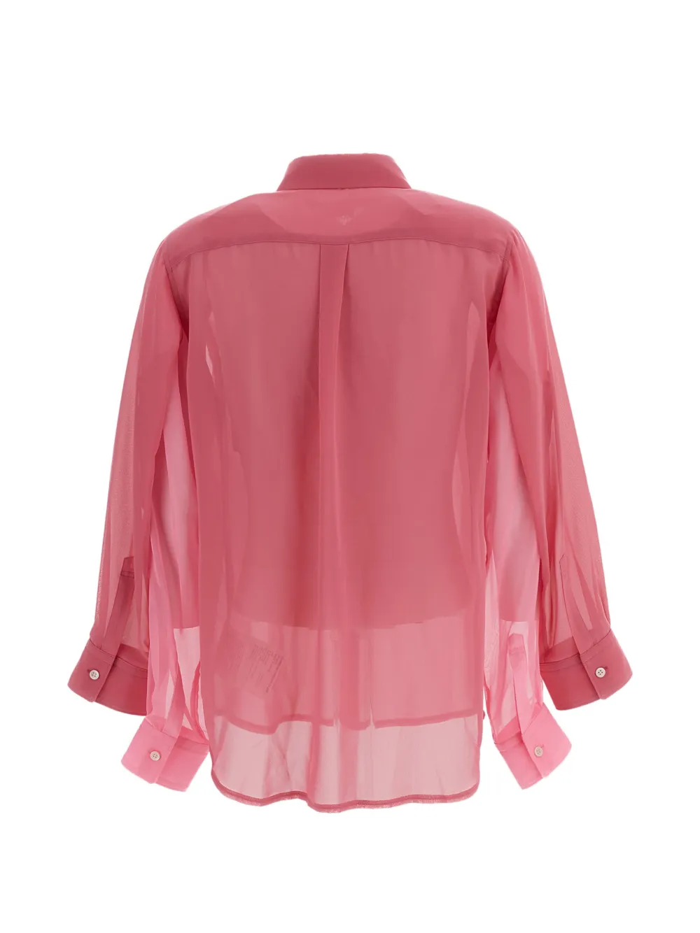 Comme Des Garçons sheer-panelled button-down shirt Roze