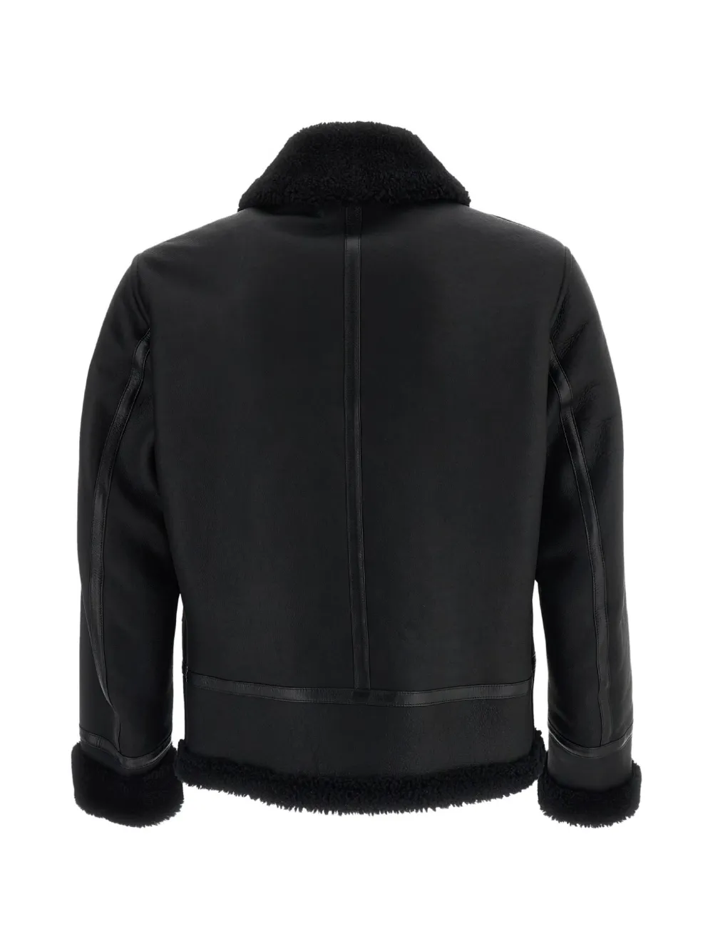 Emmeti shearling-trim leather jacket Zwart