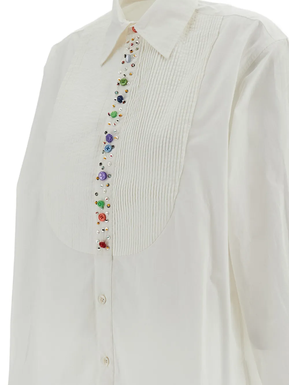 BODE Button Jar blouse verfraaid met fijne plooien Wit