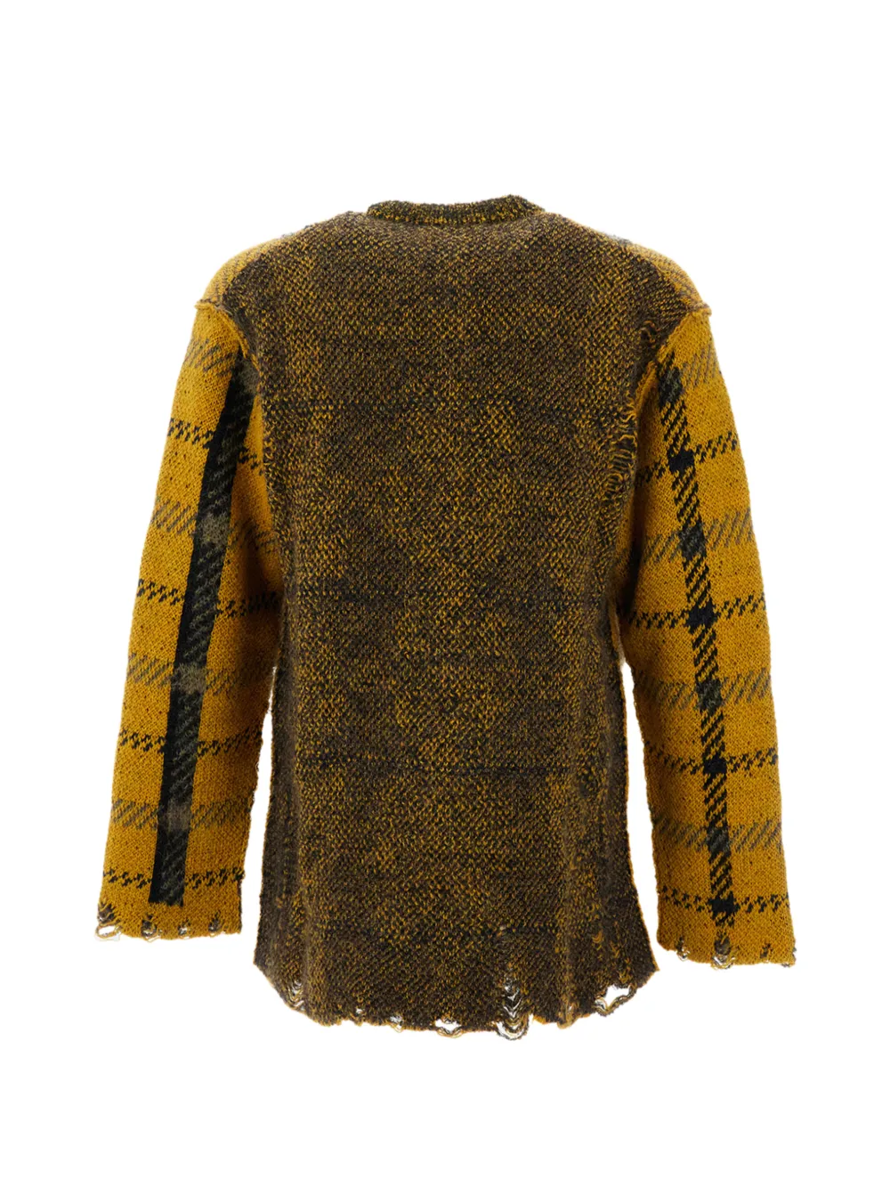 Junya Watanabe MAN bear-intarsia distressed sweater Geel