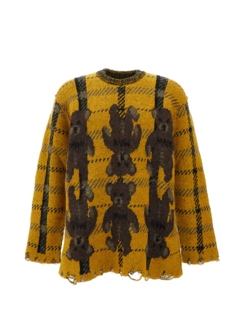 Junya Watanabe MAN bear-intarsia distressed sweater