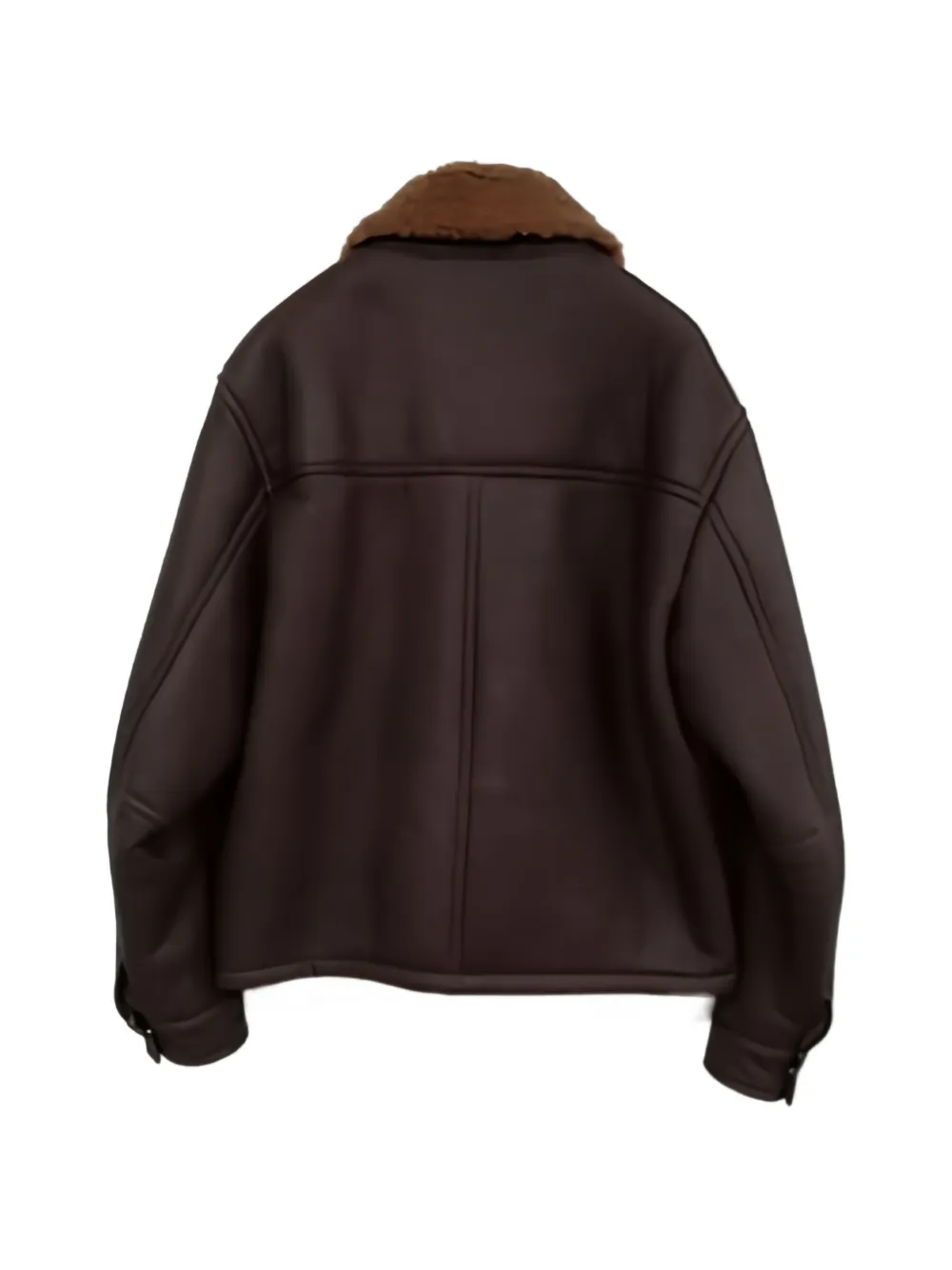 Emmeti shearling-collar leather jacket - Marrone