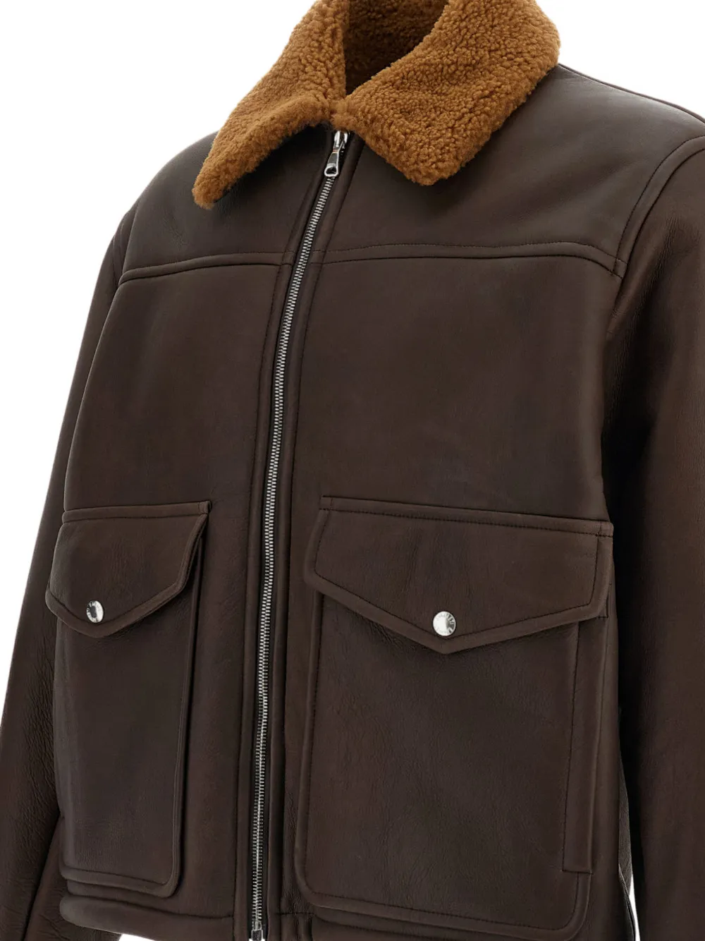Emmeti shearling-collar leather jacket Bruin