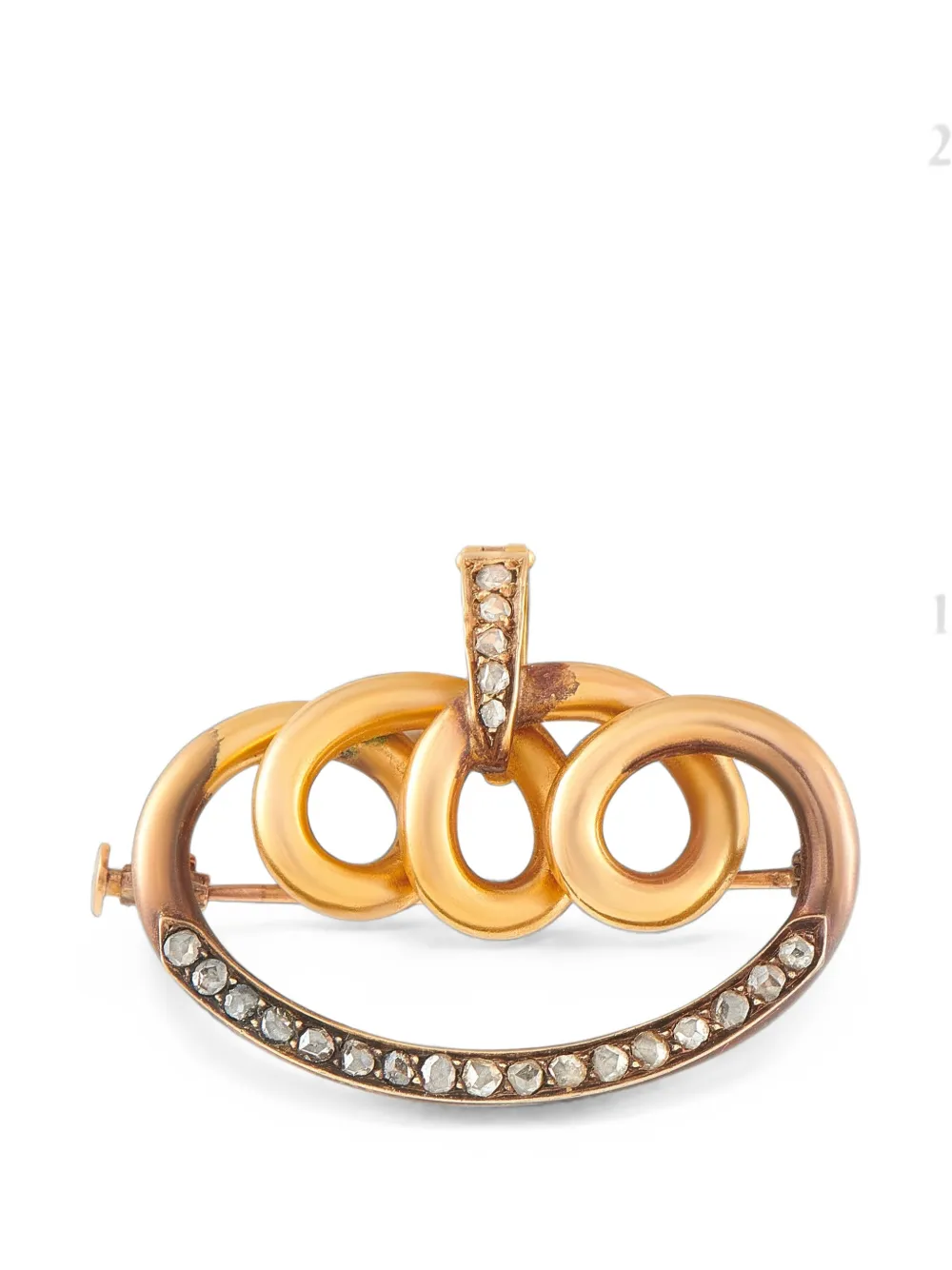 Pre-owned Lb Exclusive Diamond Scroll Brooch In Gold