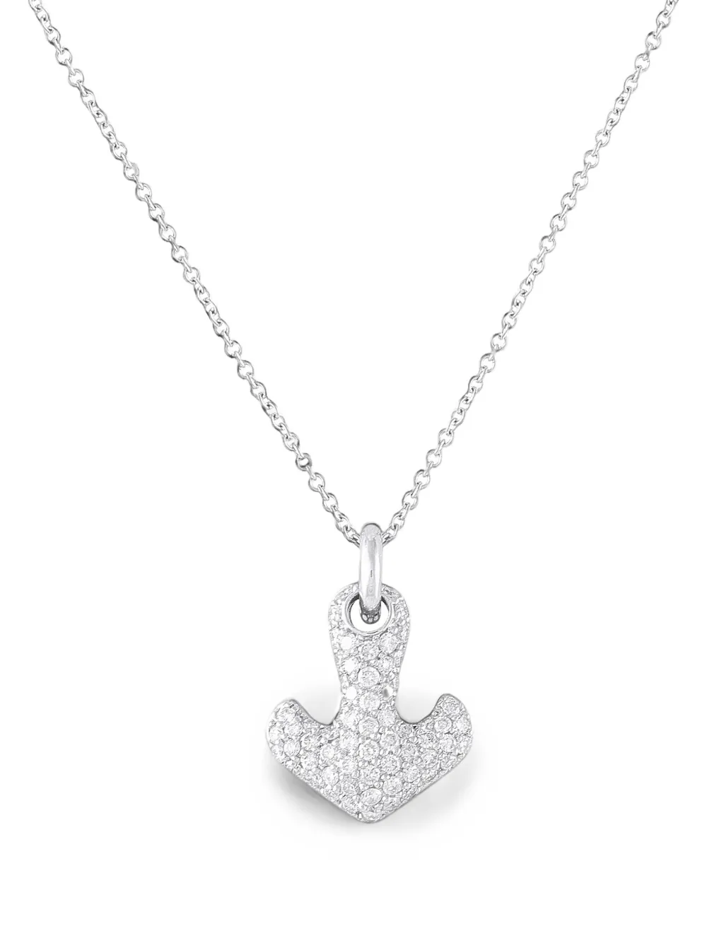 Pre-owned Lb Exclusive Diamond Anchor Necklace In Silver