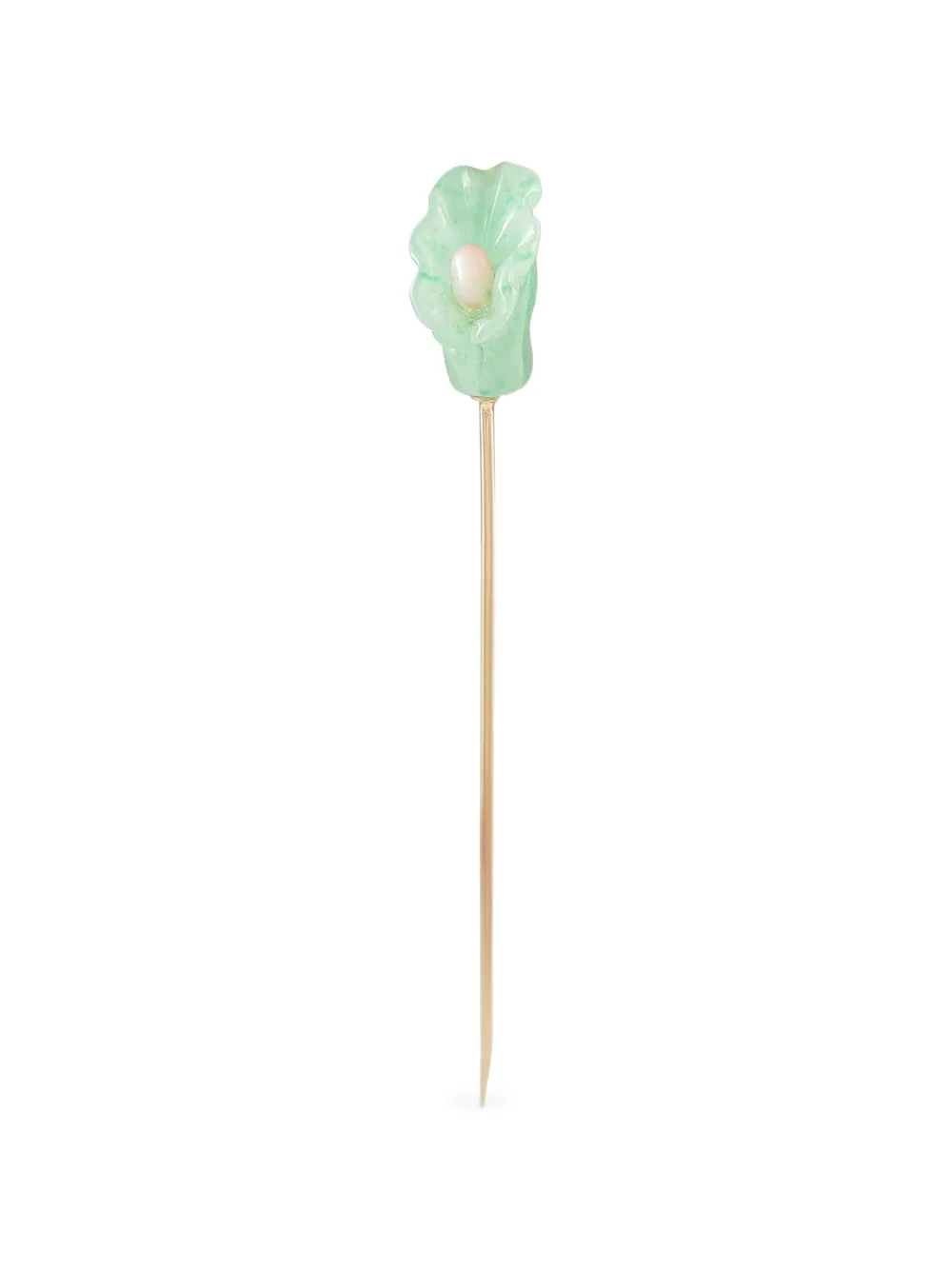 LB Exclusive jade and conch pearl stick pin - Gold