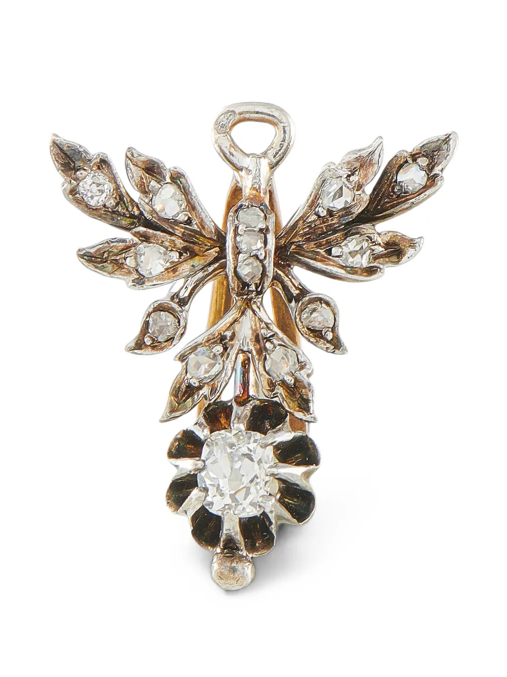 Pre-owned Lb Exclusive Diamond Foliate Bow Pendant In Gold