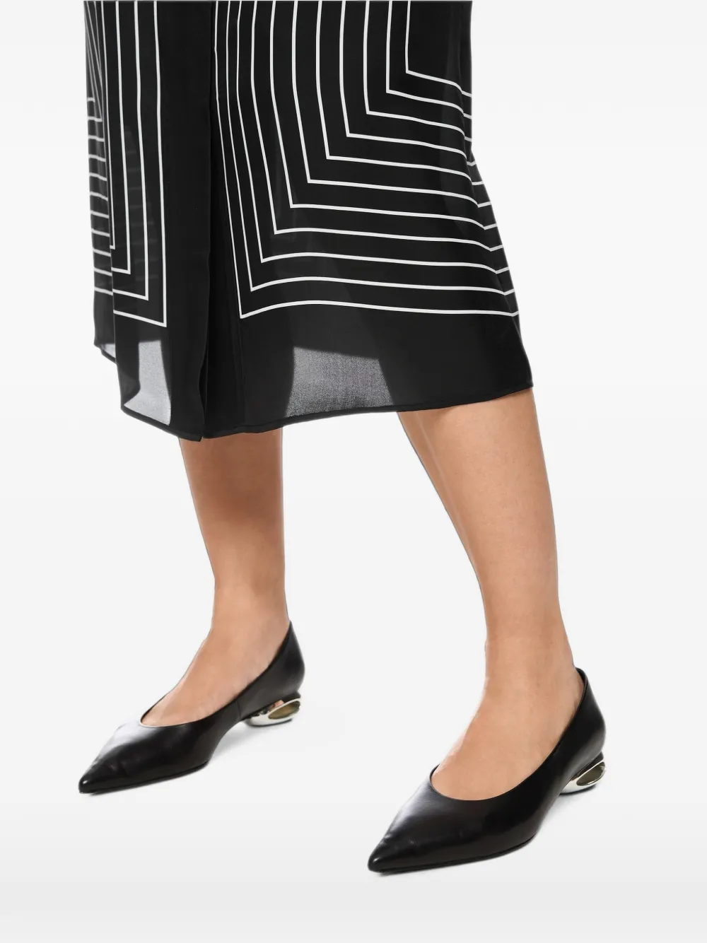 MARCCAIN Midi-jurk met lange mouwen en grafisch patroon Zwart