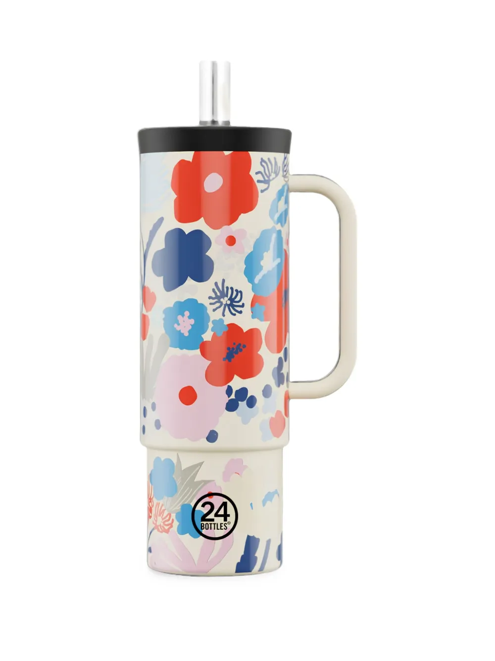 24bottles tasse Domenica en paille à fleurs - Tons neutres