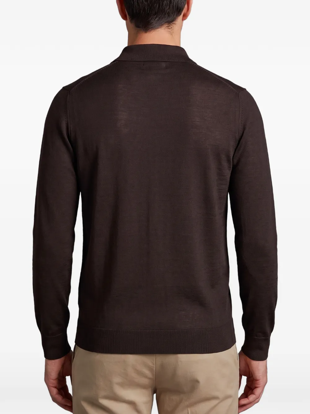 John Smedley Poloshirt met lange mouwen Bruin