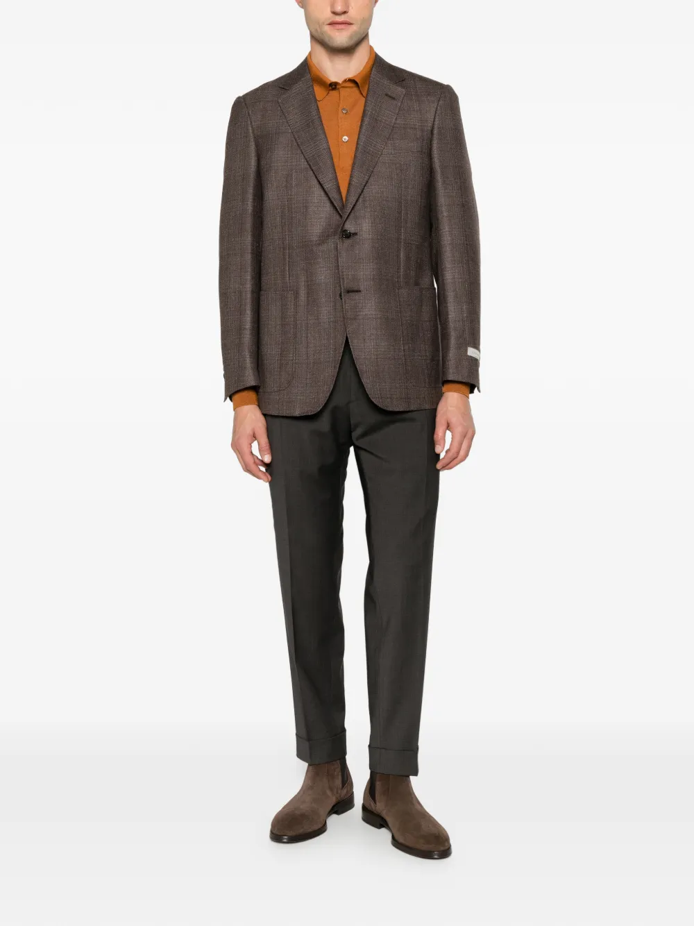Canali notched-lapel blazer - Braun