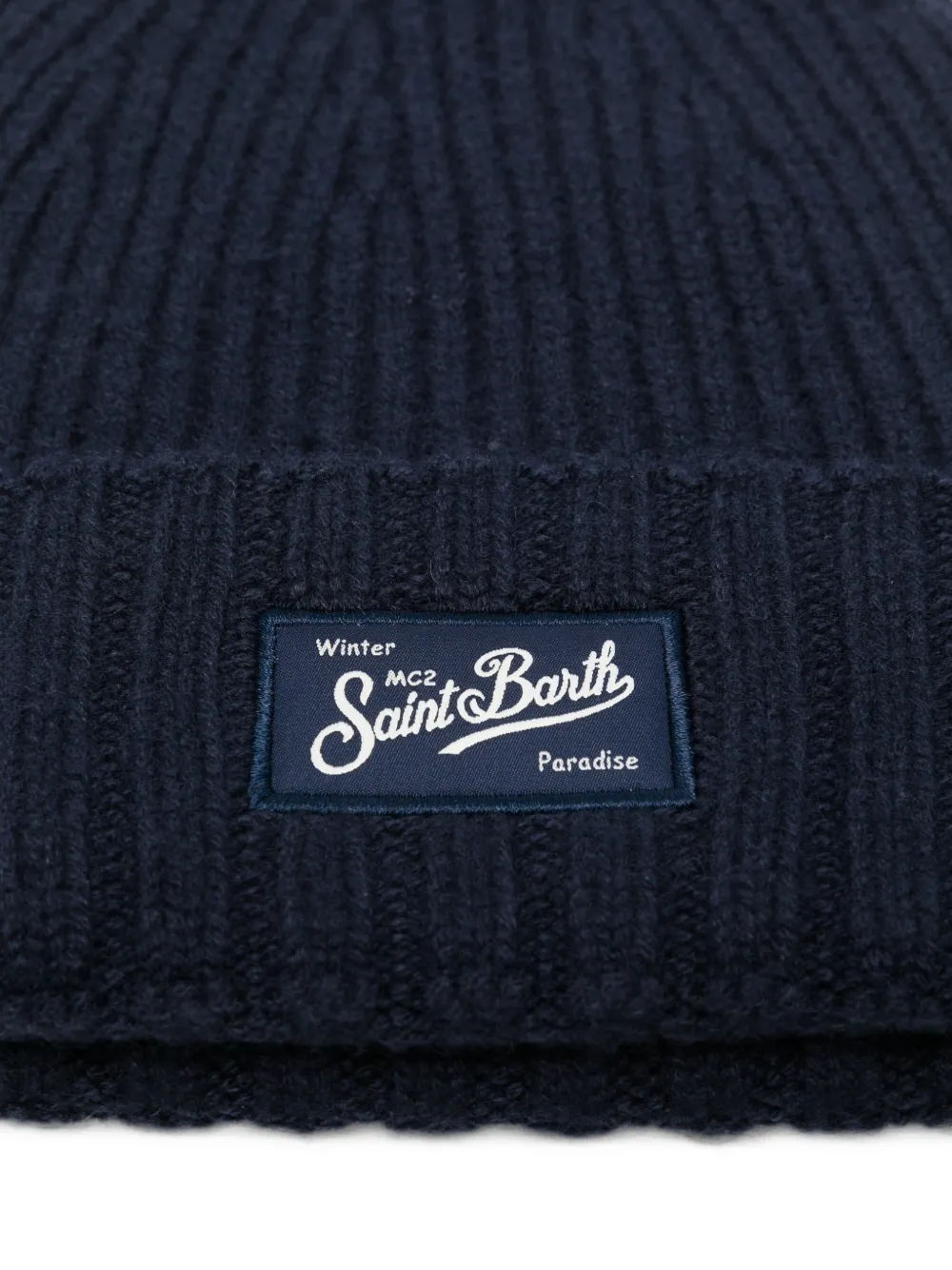 MC2 Saint Barth logo-patch ribbed beanie hat Blauw