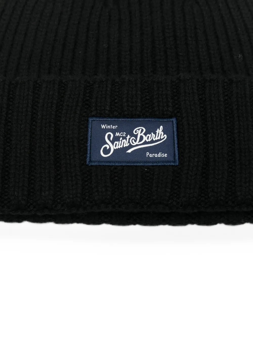 MC2 Saint Barth Sheldon logo-patch ribbed-knit beanie hat Zwart
