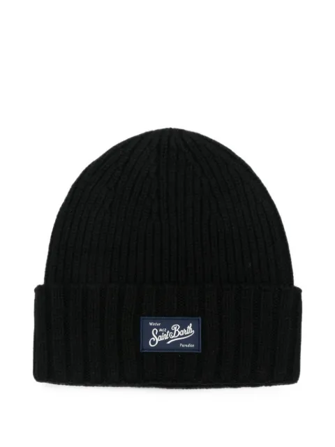 MC2 Saint Barth Sheldon logo-patch ribbed-knit beanie hat