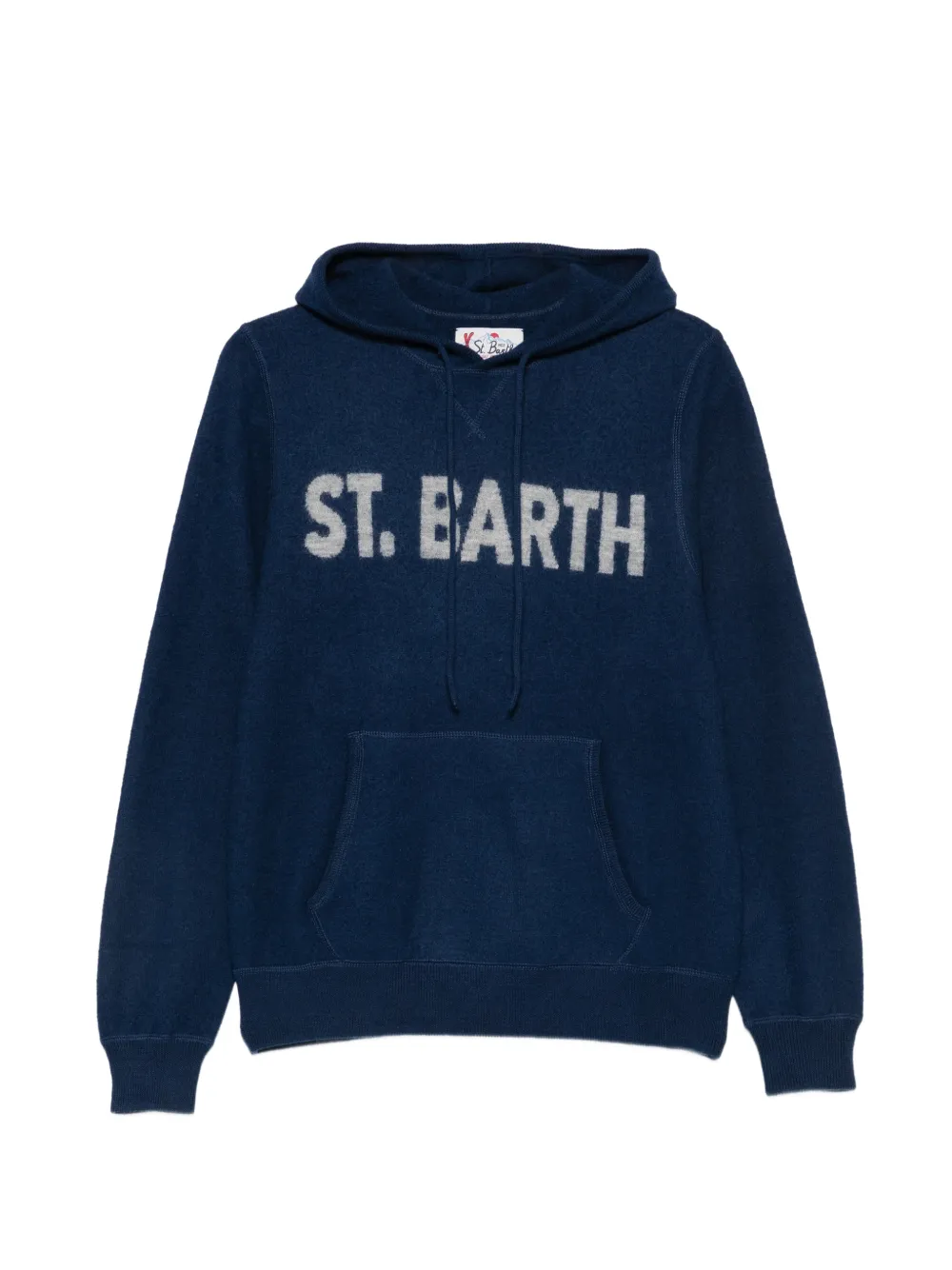 MC2 Saint Barth Jake logo-knit drawstring hoodie Blauw