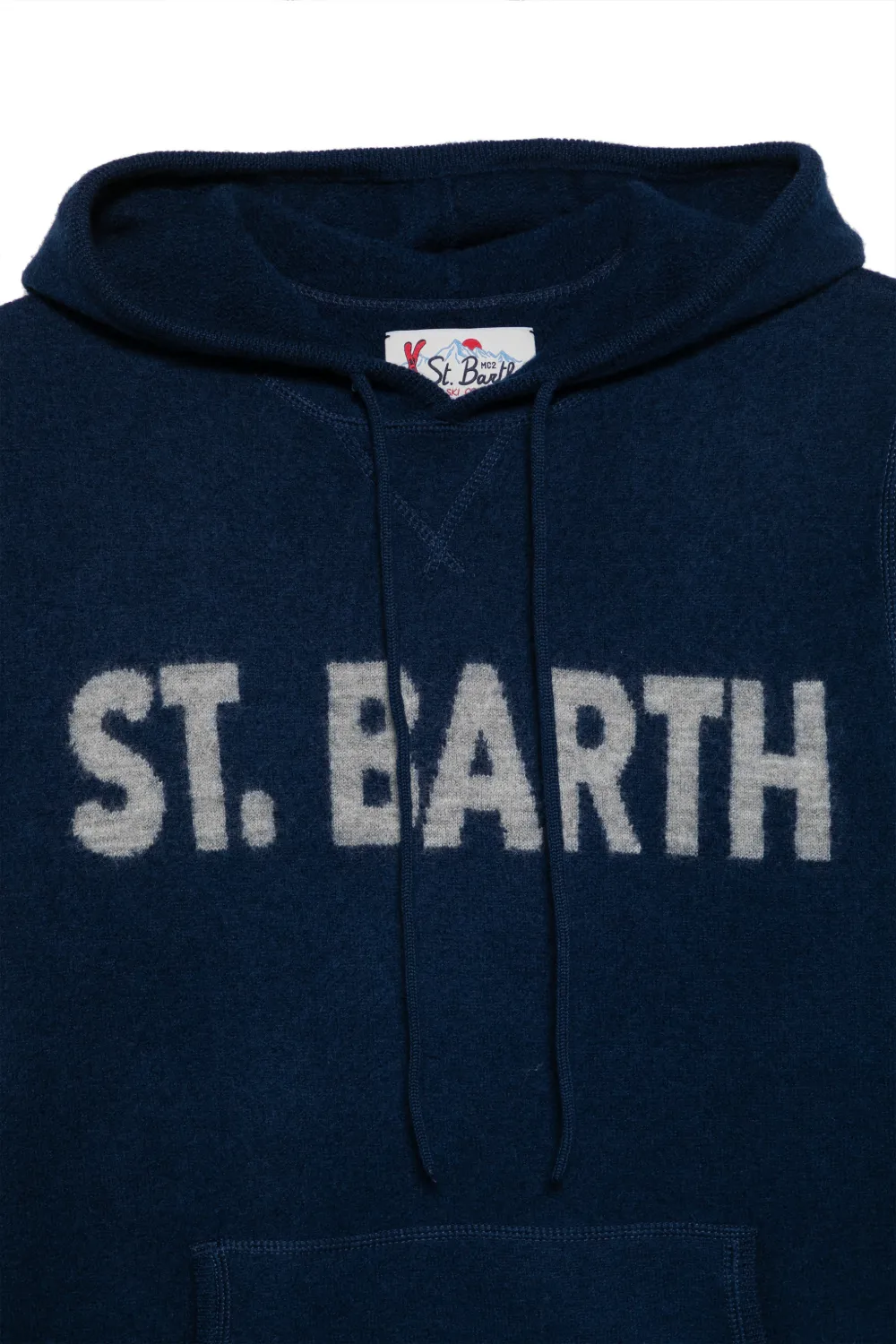 MC2 Saint Barth Jake logo-knit drawstring hoodie Blauw