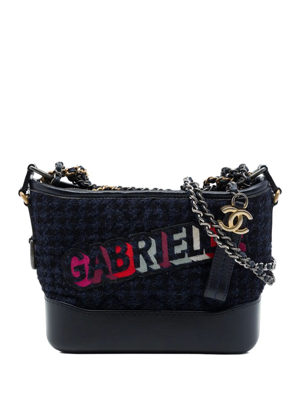 CHANEL Pre-Owned 2017-2018 Small Tweed and Lambskin Embroidered Gabrielle crossbody bag - Blu