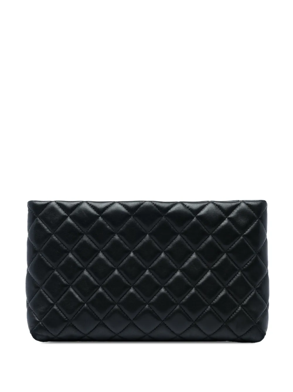 CHANEL Pre-Owned 2012 Quilted Lambskin Kiss Lock clutch bag - Nero