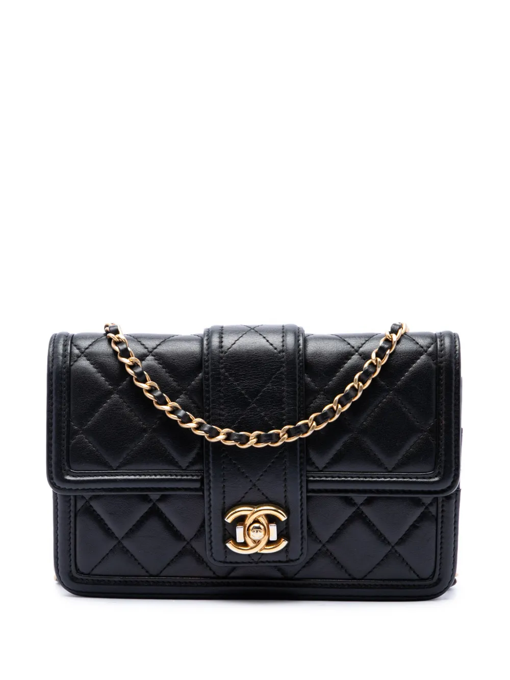 CHANEL Pre-Owned 2016-2017 Small Quilted Lambskin Elegant CC Flap Wallet on Chain crossbody bag - Nero