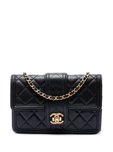 CHANEL Pre-Owned bolsa crossbody Elegant Flap Wallet on Chain pequeña de piel de cordero capitonada con logo CC 2016-2017
