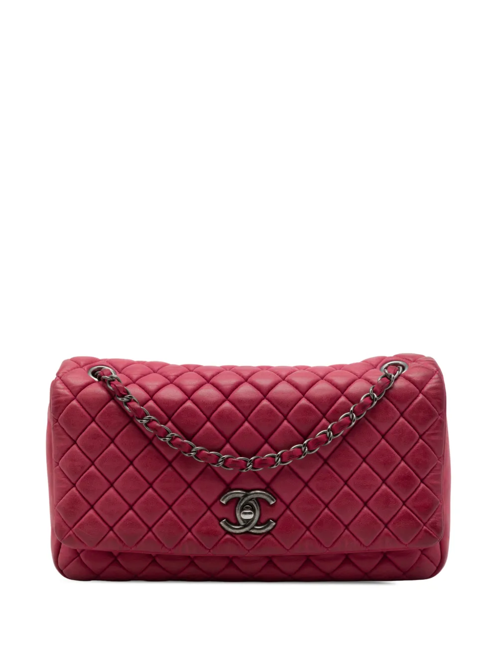 CHANEL Pre-Owned 2012-2013 Large Quilted Iridescent Calfskin New Bubble Flap shoulder bag - Rosso