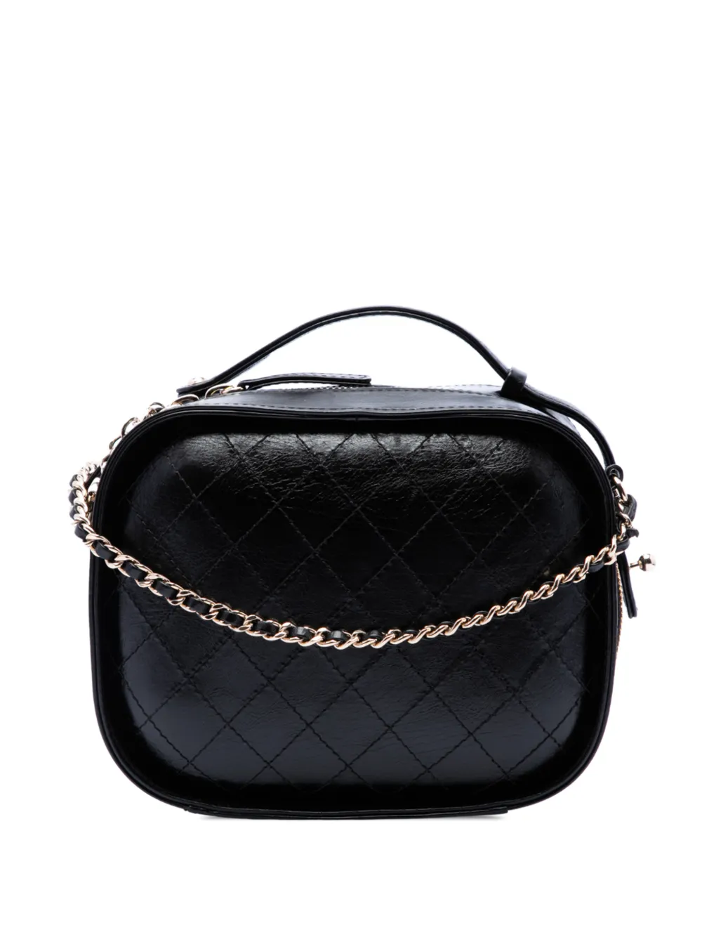 CHANEL Pre-Owned 2019 Small CC Quilted Crumpled Calfskin Vanity Case satchel - Nero