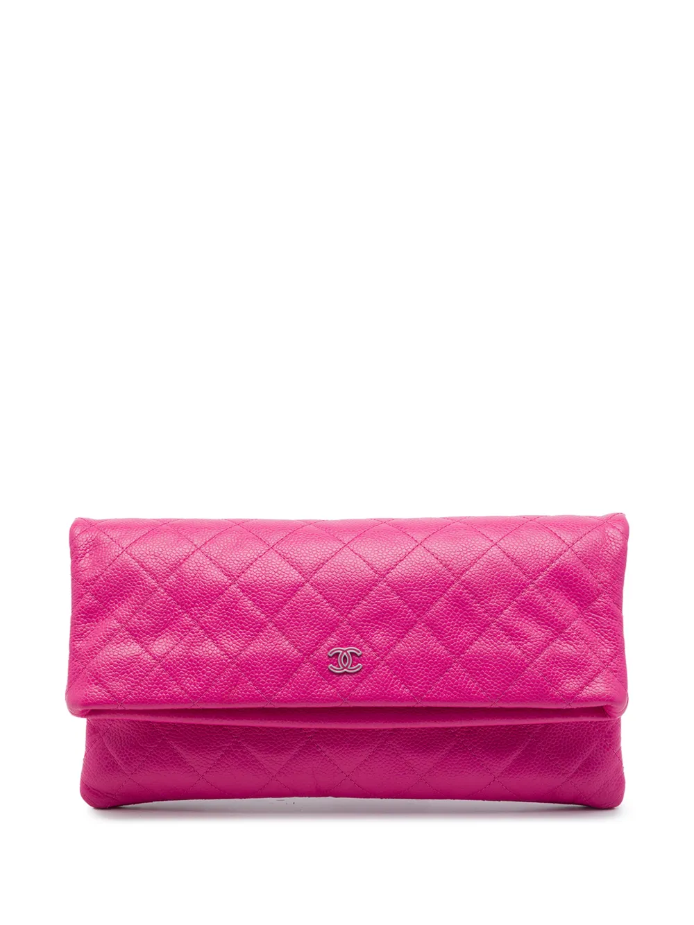 CHANEL Pre-Owned 2014-2015 Quilted Caviar CC Beauty Foldover clutch bag - Rosa