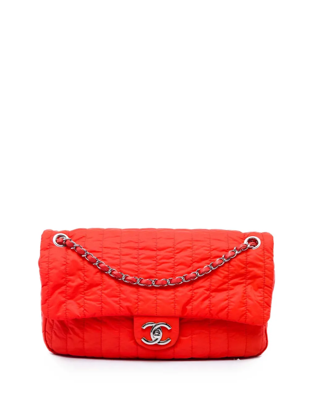 CHANEL Pre-Owned 2012 Jumbo Quilted Nylon Soft Shell Flap shoulder bag - Rosso