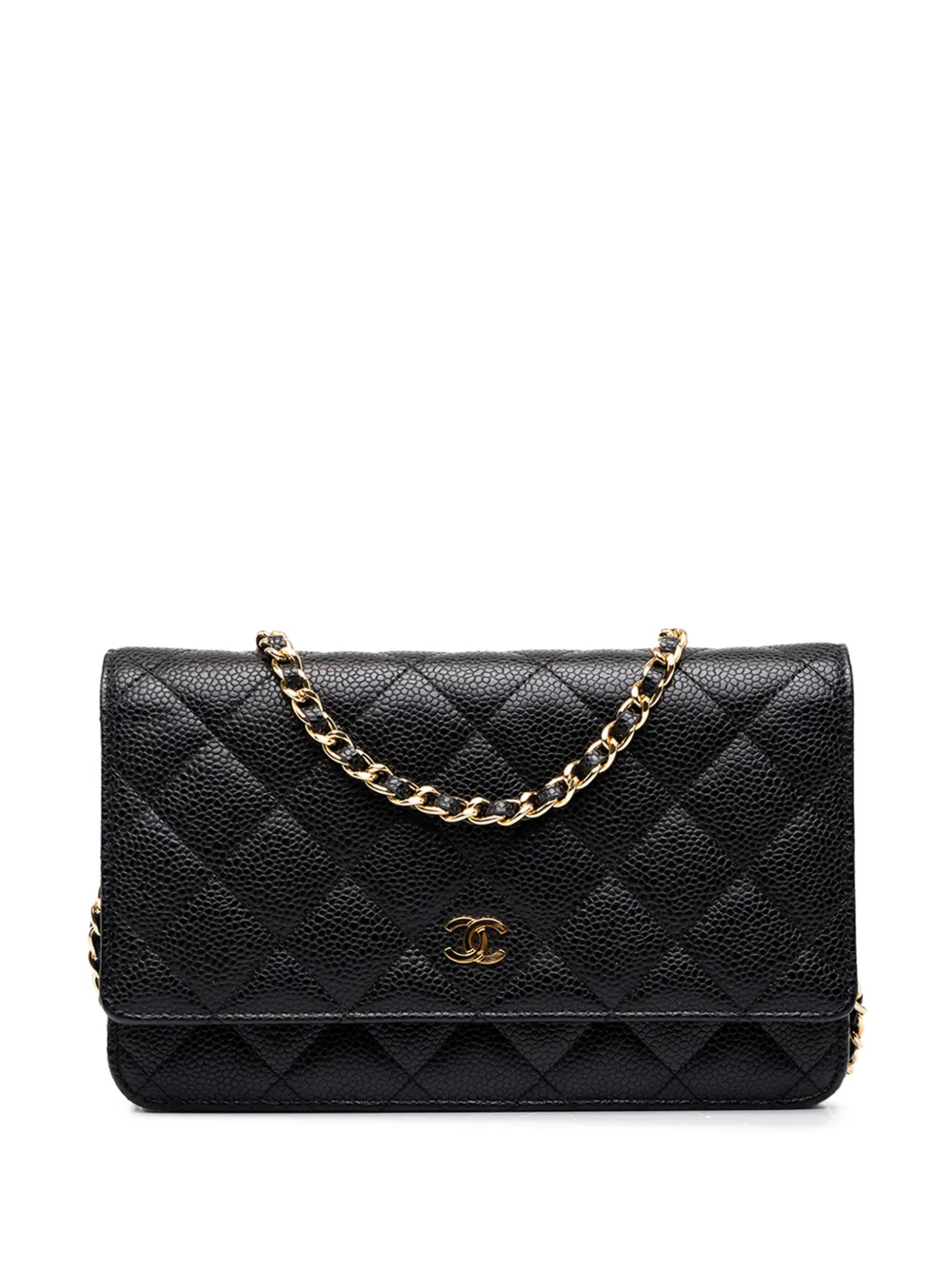 CHANEL Pre-Owned 2014-2015 CC Quilted Caviar Wallet on Chain crossbody bag - Nero