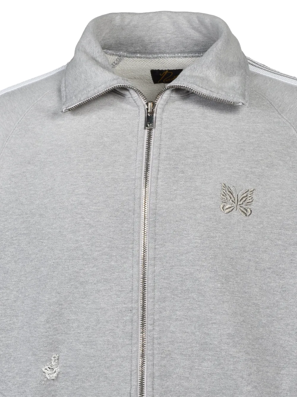 Needles Trainingsjack van katoenen jersey met beschadigd effect Grijs