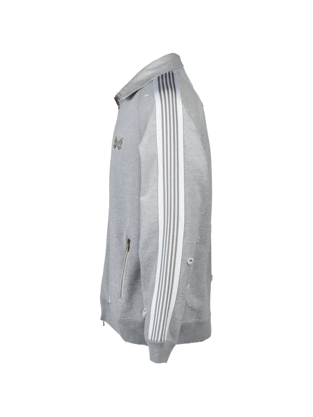 Needles Trainingsjack van katoenen jersey met beschadigd effect Grijs
