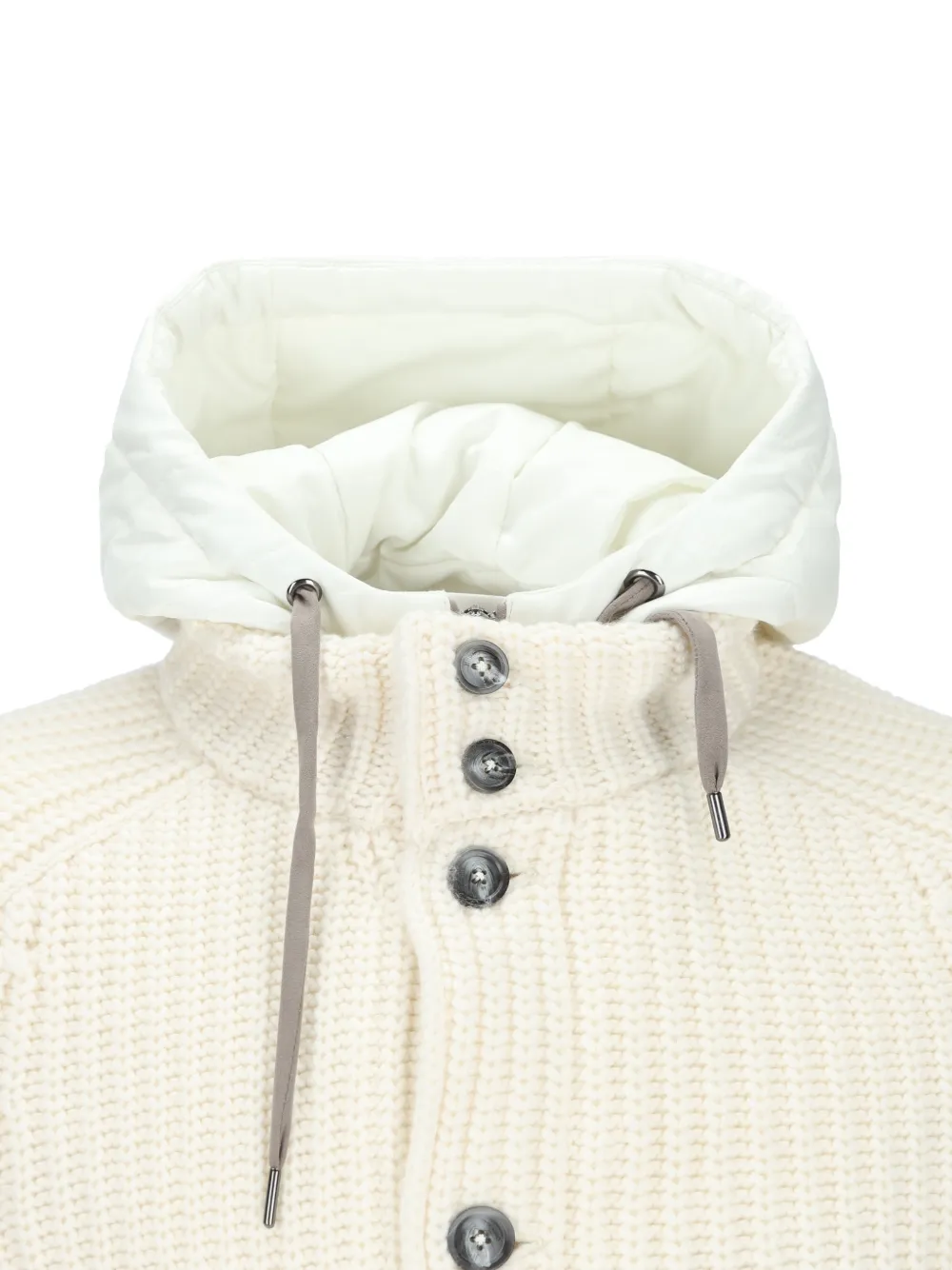 Herno chunky-knit hooded jacket Beige