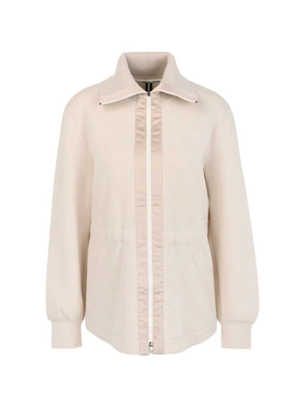 Marccain Troyer-neck Zip-up Jacket In Neutral