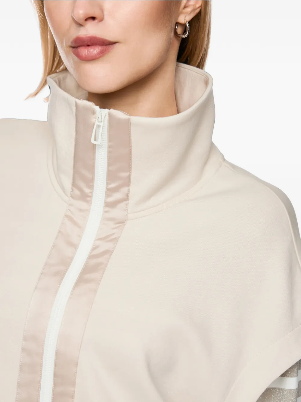 MARCCAIN Gilet met hoge hals en trekkoord bij de zoom Beige