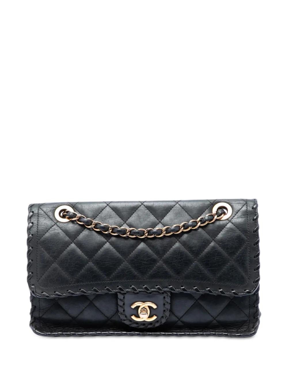 CHANEL Pre-Owned 2014-2015 Medium Quilted Iridescent Calfskin Happy Stitch Flap crossbody bag - Nero