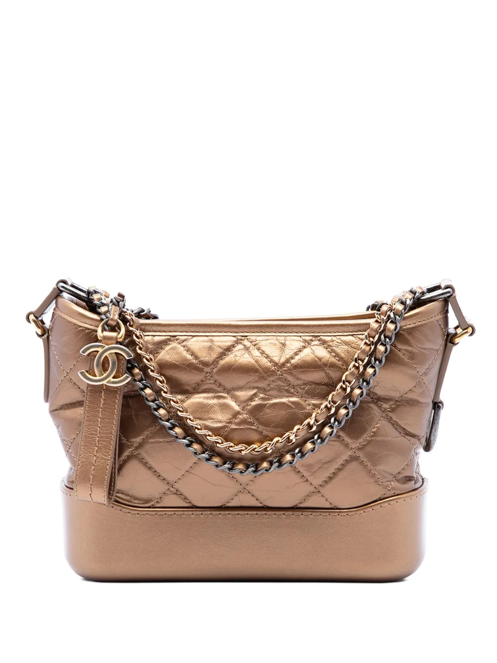 CHANEL Pre-Owned 2017-2018 Small Quilted Metallic Aged Calfskin Gabrielle Hobo crossbody bag - Marrone