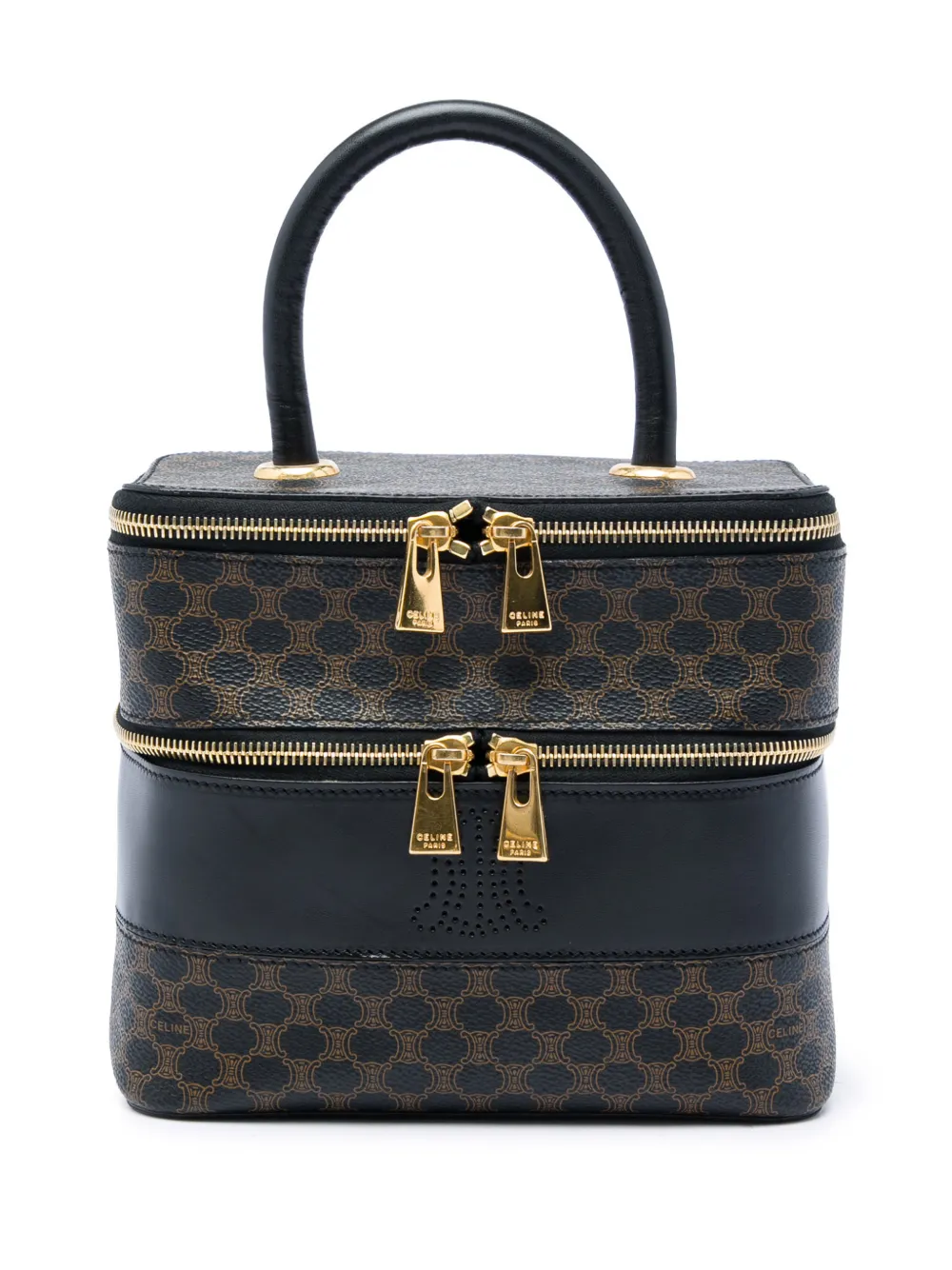 Celine Pre-Owned 1997 Macadam Coated Canvas Double Zip vanity bag - Braun