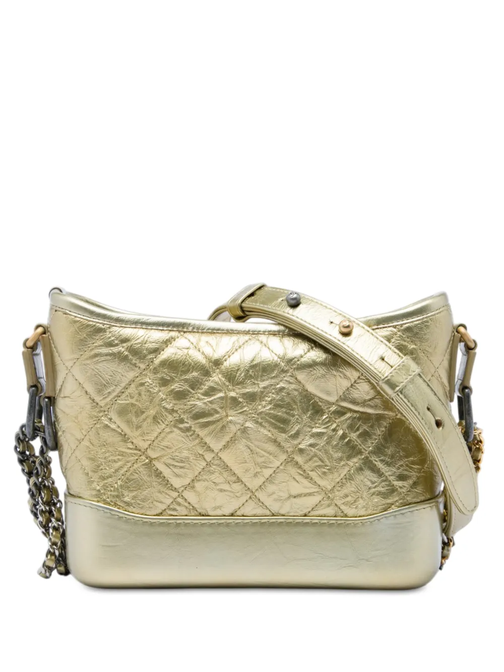 CHANEL Pre-Owned 2018 Small Quilted Metallic Aged Calfskin Gabrielle Hobo crossbody bag - Oro