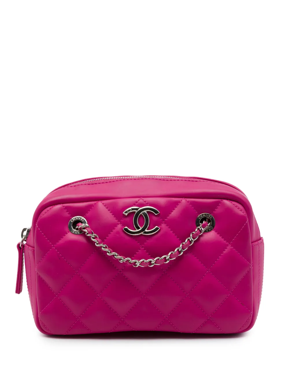 CHANEL Pre-Owned 2015-2016 Small CC Quilted Rubberized Lambskin Coco Rain Camera Bag crossbody bag - Rosa
