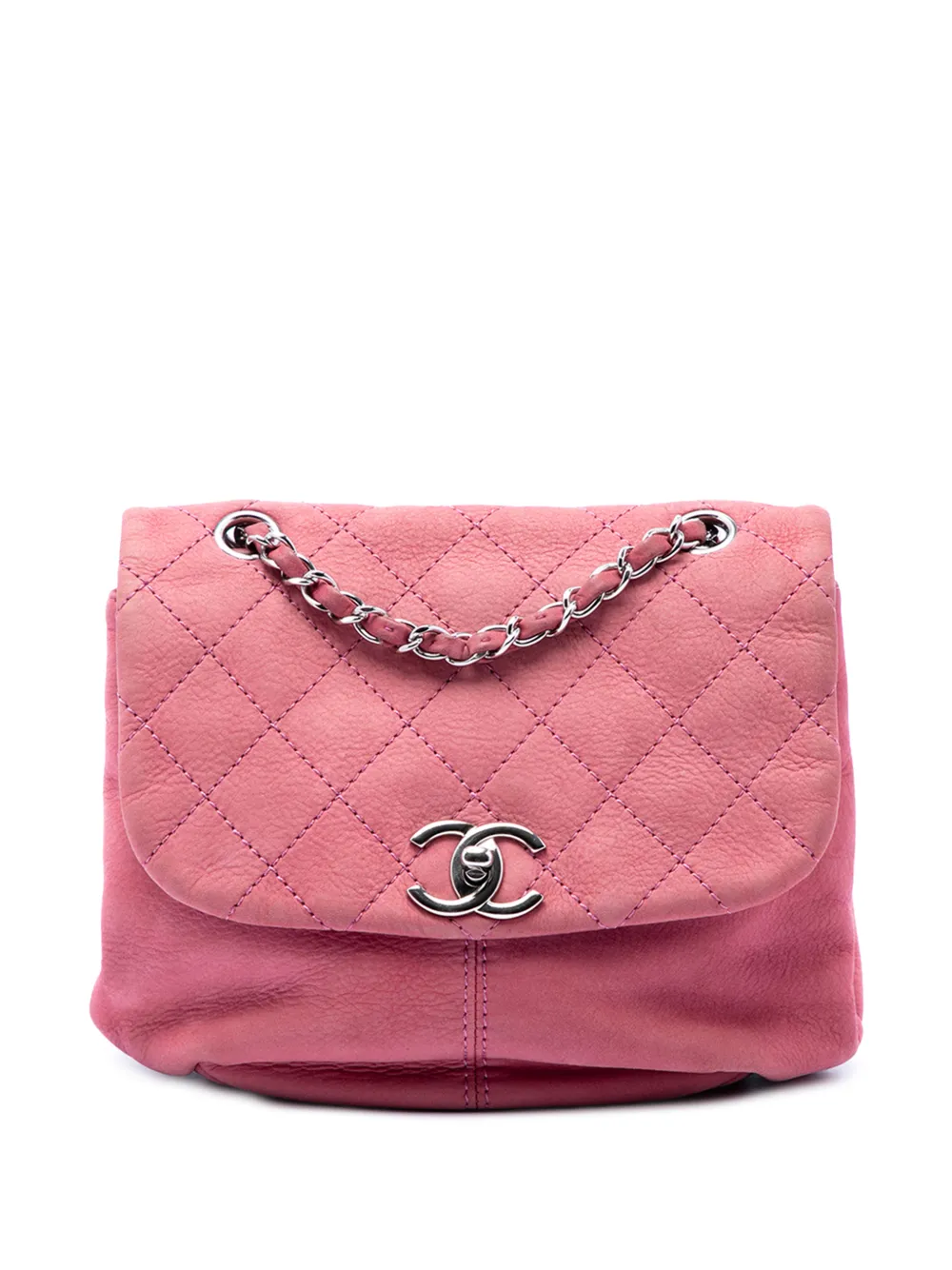 CHANEL Pre-Owned 2012-2013 Mini Quilted Nubuck Trianon Messenger Flap crossbody bag - Rosa