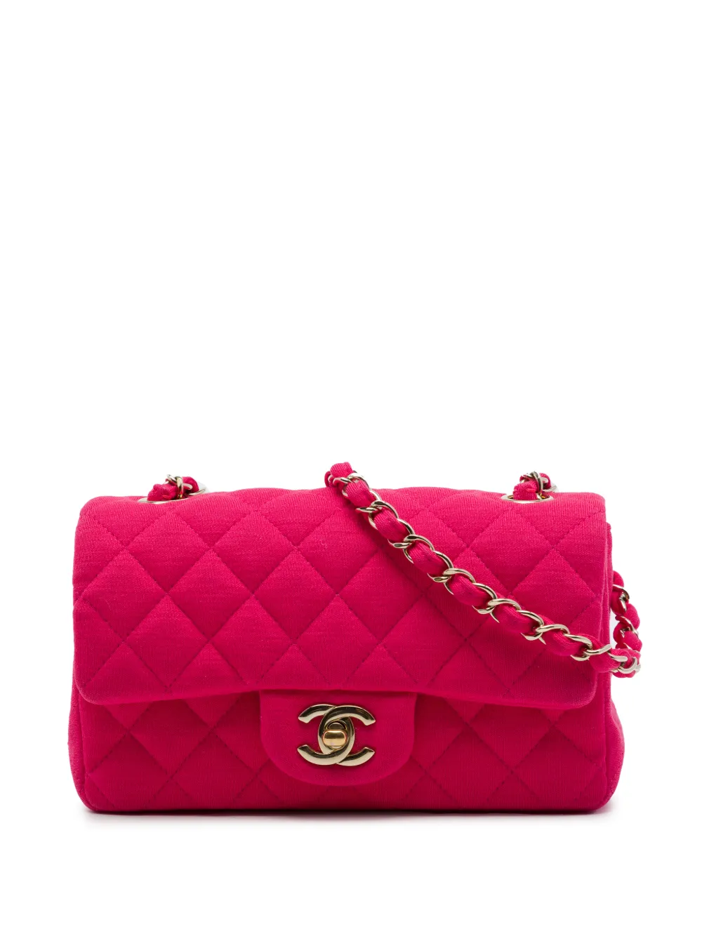 CHANEL Pre-Owned 2016-2017 Mini Rectangular Classic Jersey Single Flap crossbody bag - Rosa