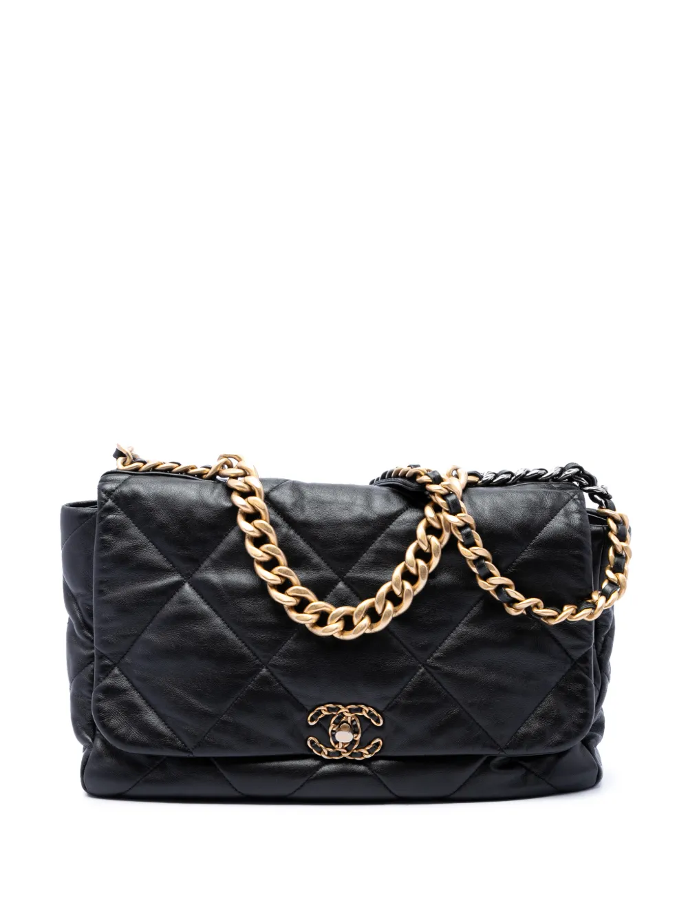 CHANEL Pre-Owned 2021-2026 Maxi Lambskin 19 Flap satchel - Nero