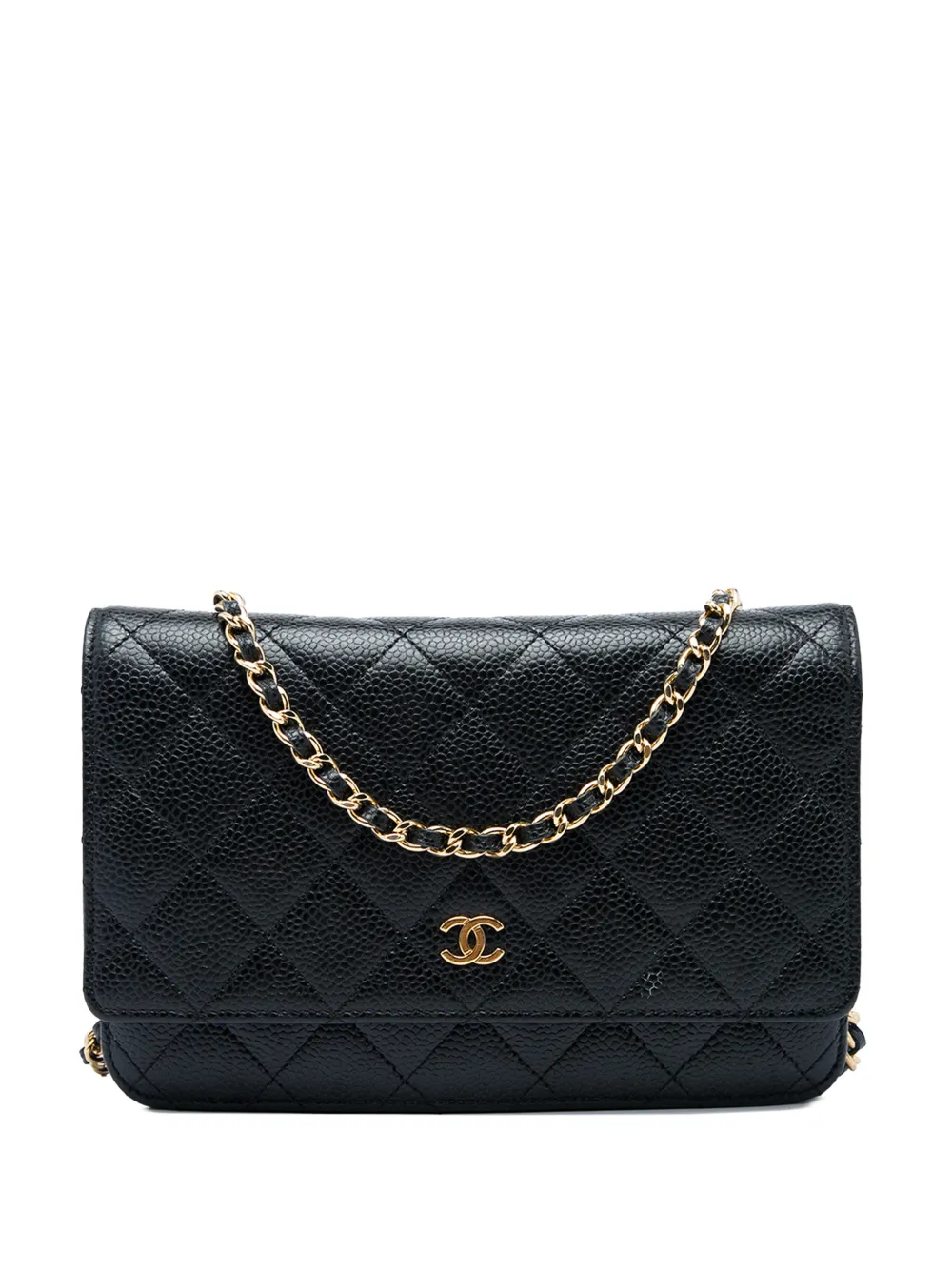 CHANEL Pre-Owned 2018 CC Quilted Caviar Wallet on Chain crossbody bag - Nero